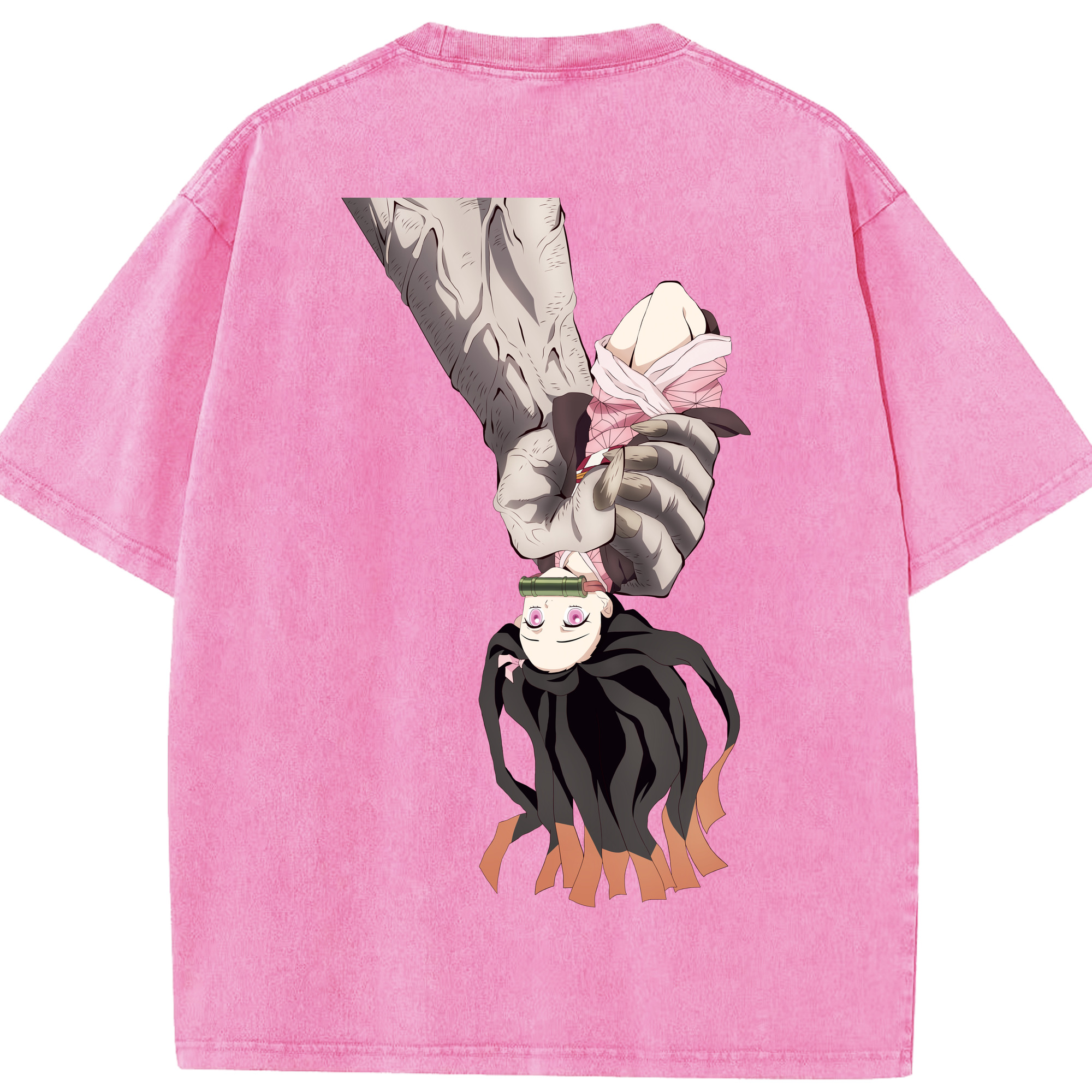 （画像用） 鬼滅の刃（きめつのやいば）竈門 禰󠄀豆子／かまど ねずこ Kamado Nezuko 綿100% ヴィンテージ風 半袖Tシャツ（背面プリント）